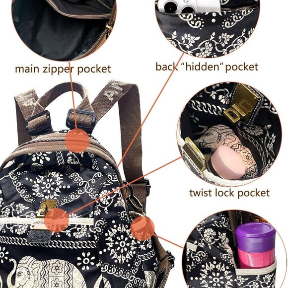 Nylon Backpack Purse Small Waterproof Shoulder Bag Casual Women - Picture 4 of 8